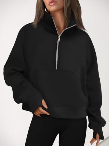 Image of AUTOMET Womens Sweatshirts Half Zip Cropped Pullover Fleece Quarter Zipper Hoodies 2026 Fall Fashion Outfits Clothes