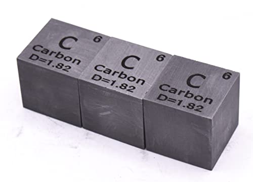 Image of 1 inch 25.4mm Carbon Cube C up to 99.9% Pure Periodic Table Element Engraved Density Collection Science Education Display Block Cube + Acrylic Case Box - 1PC