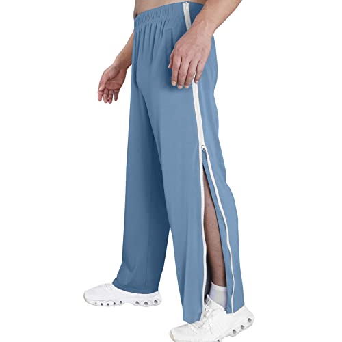 Dasongff - Pantalón de rehabilitación para hombre y mujer con cremallera en toda la longitud de los pantalones de chándal con banda para pantalones de correr desmontables