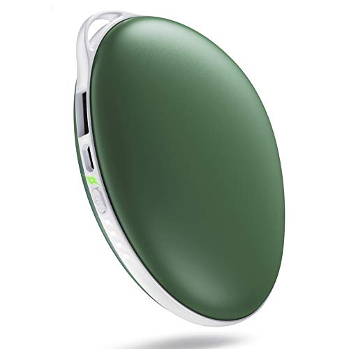 AOMAIS Hand Warmer Rechargeable, Electric Portable USB Hand Warmers & Reusable Pocket 5200mAh Power Bank, Double-Sided Quick Heating Keep Hands Warm, Best Winter Gifts for Christmas, Dark Green