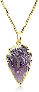 COAI Raw Amethyst Obsidian Dragonglass Arrowhead Pendant Necklace
