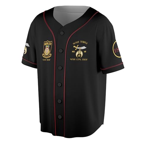 Custom Temple Shriners Nobles Mystic Shrine Freemason 3D Baseball Jersey Shirt Talla X-Large miniatura 2