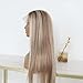 MACA BAKA Highlight Ash Blonde Lace Front Wig Long Straight Glueless Ombre Brown Mixed Blonde 13x4 Synthetic Lace Front Wigs for Women 150 Density 24 Inches
