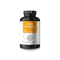 NATURE LOVE® Selen Komplex - Hochdosiert: 200µg Selen je Kapsel - 365 Kapseln - Schilddrüse* - Natriumselenit, L-Selenmethionin, Selenhefe - laborgeprüft, in Deutschland produziert