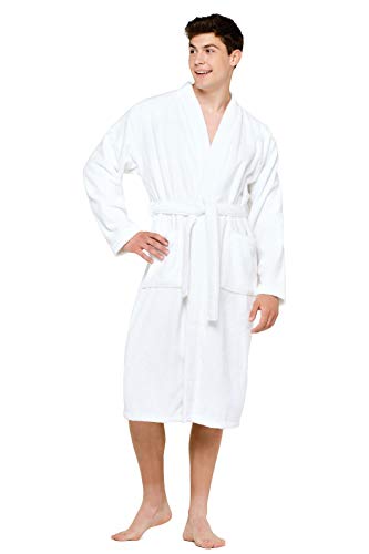 Terry Cloth Robes for Women and Men 100% Turkish Cotton Kimono Womens Robe Mens Bathrobe | White Velour, XX-Large (White2