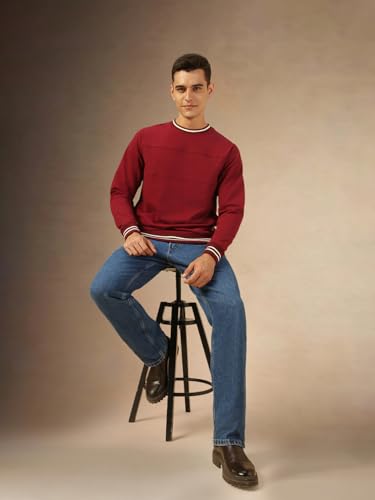 Image of Dennis Lingo Men Solid Polycotton Regular Fit Full Sleeves Pullover Sweatshirts