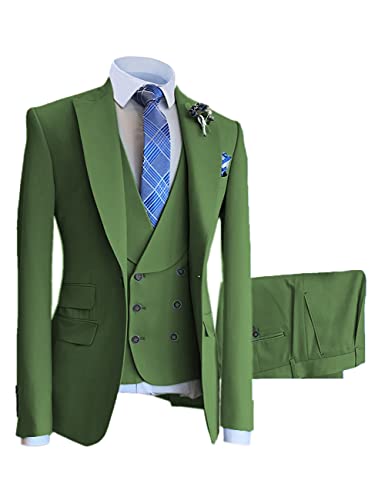 Men's 3 Piece Suit Classic Fit Forma Tux Slim Fit Solid Suit Groomsman Suit- Blazer, Pants, Vest4
