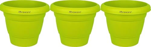Floraware Gardening Planters | Multicolor | Round | Plastic Pots for Plants | Indoor and Outdoor Flower Pot for Home/Office/Table/Garden/Balcony Decoration Large Round Set 3 Green