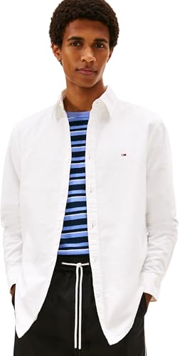 Image of Tommy Jeans Men's TJM Reg Oxford Shirt Ext Dm0Dm22836 L/S, White (Ecru), L