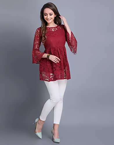 Image of Women Russel Net with Crepe Inner Net Tops || Casual Tops for Women