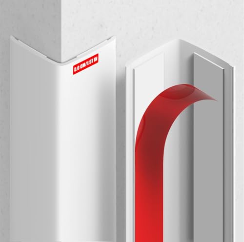 Image of MONOID Wall Corner Protector, 2 PCS Furniture Edge Protection, PC Anti-Bump Guards Avoid Scratching Corner Trim for Door Frame, Table, Countertop, Stair, Self-Adhesive, White, 1.97INx35.43IN /5CMx90CM