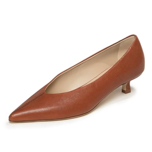 Milooey shoes Women's Pointed Toe Pumps Slip On Kitten Heels Comfy Daily Casual Shoes for Party Dress Outfit Size 4-16 US - Main Image