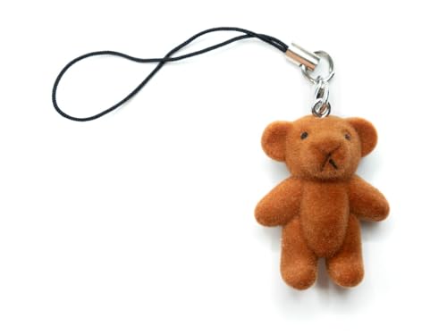 Miniblings Teddy Teddybär Flock Handyanhänger Handyschmuck Bärchen hellbraun- Handmade Modeschmuck I Anhänger Handyschmuck Schlüsselanhänger