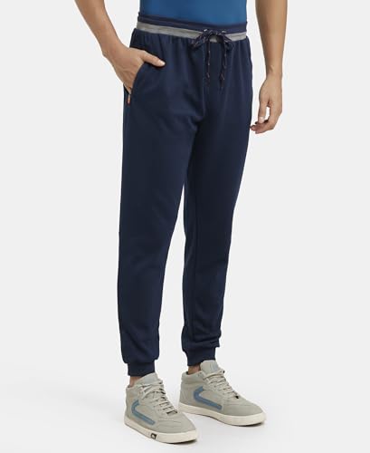 Image of Jockey AM05 Men Super Combed Cotton Rich Pique Slim Fit Jogger with Zipper Pockets