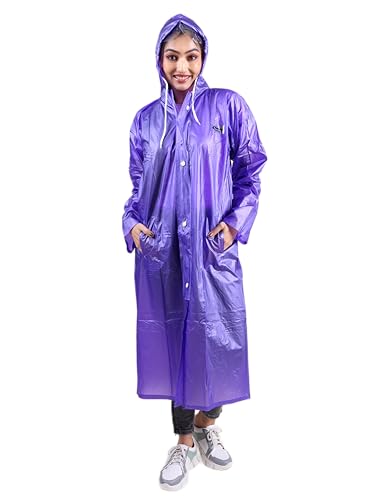 Image of Rupa Rainsuit Women Waterproof PVC Raincoat with Hood & Carry Bag | Lightweight Rainwear for Women with Front Zip | Solid Color | Standard Length | Pack of 1
