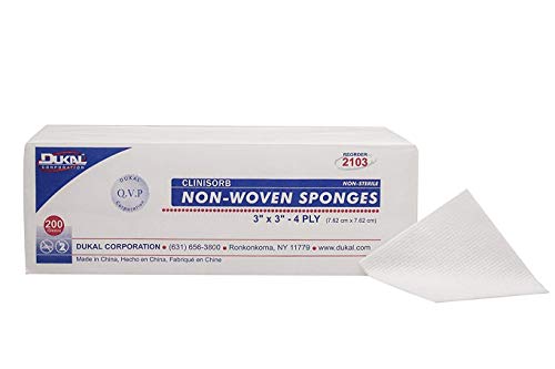 Dukal 2103 Sponge, Non Woven, 4-Ply, Non Sterile, 3" x 3", Pack of 4000 miniatura 1