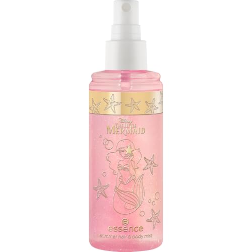 essence Disney THE LITTLE MERMAID shimmer hair & body mist Eau de Toilette Nr. 01 Transparent schimmernd vegan ohne Mikroplastikpartikel ohne Konservierungsstoffe glutenfrei 1er Pack (100ml)