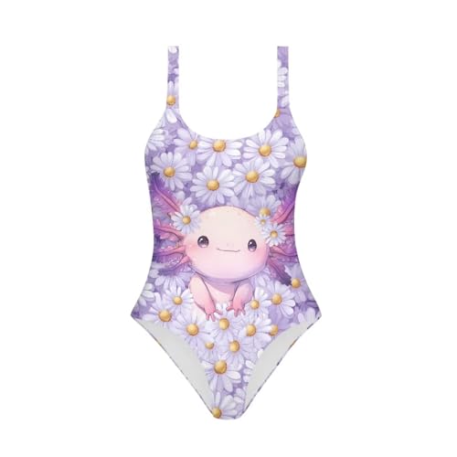 Image of One Piece Bathing Suit for Teen Girls Comfy Crewneck Backless Bathing Suit