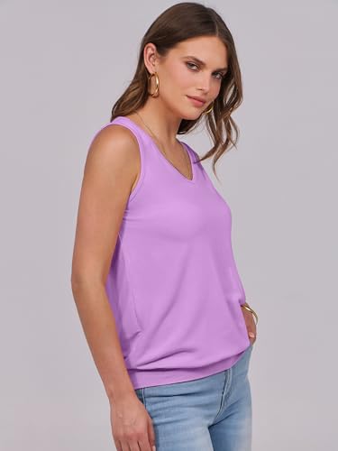 Image of ANRABESS Women Tank Tops Summer V Neck Sleeveless Casual Loose Fit Cute Cami Basic T Shirts Solid Tees 2026 Trendy Outfits