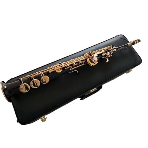 サックス ブラック ゴールド ソプラノ サックス楽器 B フラット ソプラノ サックス マウスピース付き