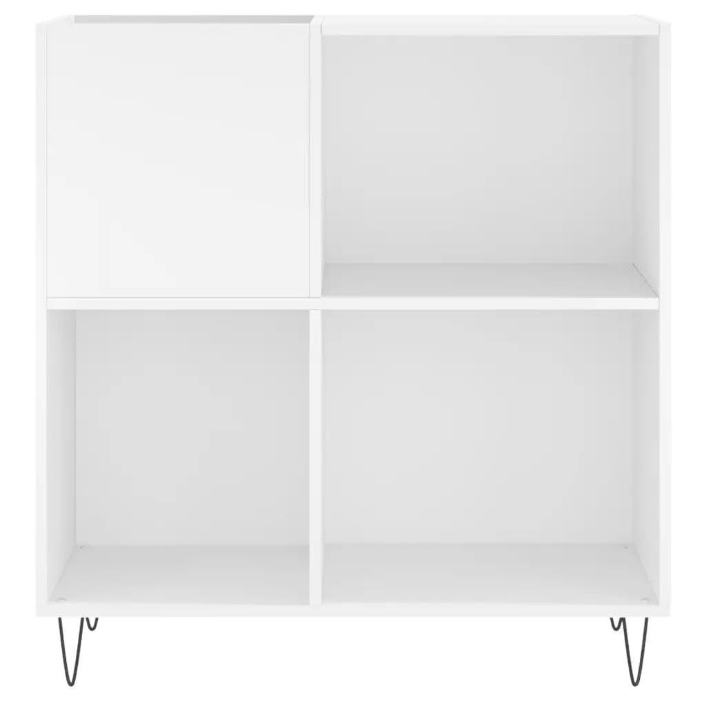 Helloshop26 Armadietto a dischi classico pratico, 84,5 x 38 x 89 cm, in legno di ingegneria, bianco 02_0049167