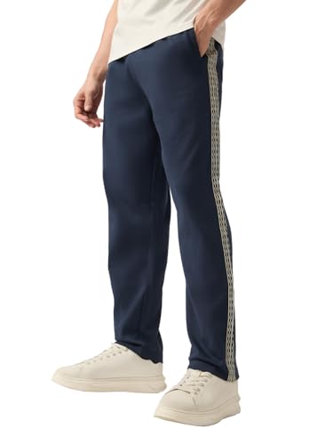 Image of The Souled Store Straight-Fit Joggers: Men and Boys Elastic Waistband Solid Cotton Blend Lightweight Athleisure Straight Fit Joggers