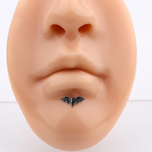 2Pcs 20G Stainless Steel Bat Lip Rings Labret Studs Conch Helix Tragus Cartilage Stud Earrings Threadless Push In Monroe Medusa Piercing Jewelry for Halloween2