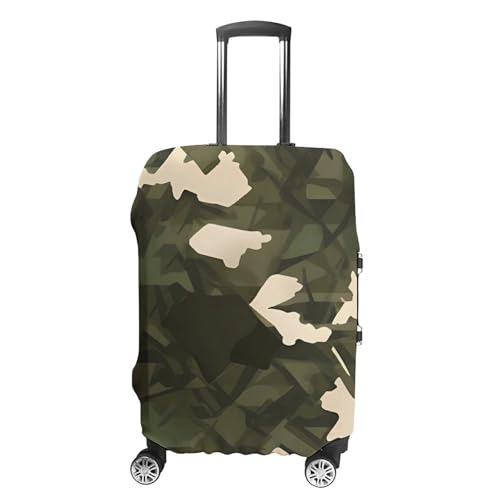 Army Camouflage Travel Luggage Cover Elastic Washable Suitcase Cover Dustproof Anti-Scratch Suitcase Protector Fits 19-32 Inch Luggage, S