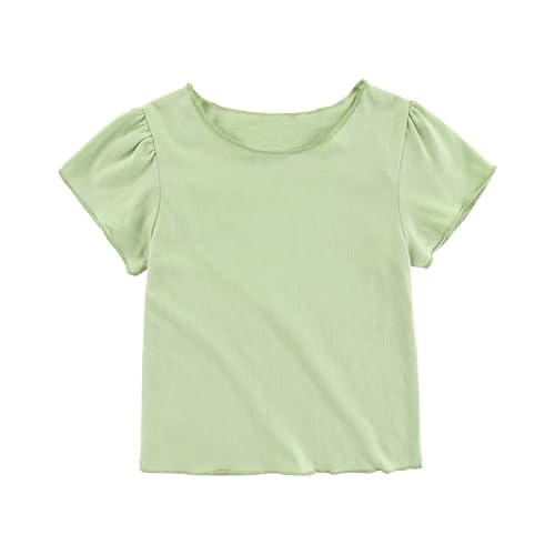 Girls Summer Cotton T-Shirt Kids Classic Solid Color Tops Tees Casual Comfort Short Sleeve Crew Neck Shirts Blouse