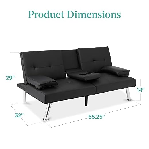 Modern Convertible Faux Leather Sofa Bed