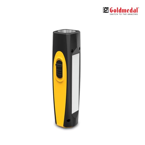 Image of Goldmedal Torcia 06 1+3W LED Rechargeable Torch -Cool Daylight(6500K)|1200 mAh Li-ion Battery |Battery Back-up Upto 4 Hrs |Type-C Charging| Deep Discharge Protection |Powerful 1W Front & 3W Side Light