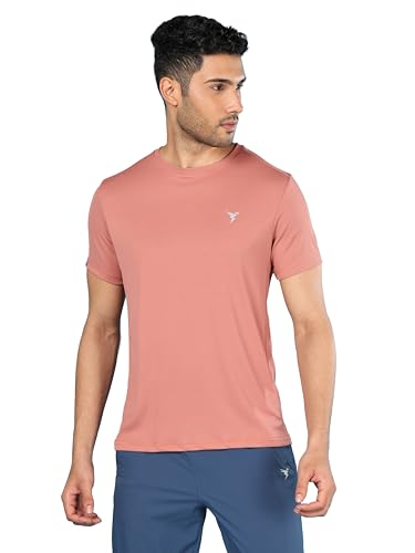Image of TECHNOSPORT Men's Slim Fit Polyester Activewear Sports T-Shirt with Moisture-Wicking Comfort for Workout, Running & Gym