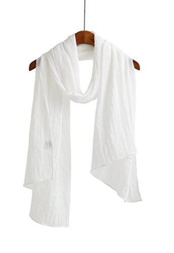 Jeelow Cotton Feel Scarf Shawl Wrap Soft Lightweight Scarves And Wraps For Men Women, White, Medium
