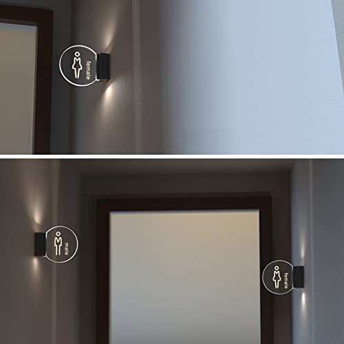 Letreros de baño, Letreros de baño, Letreros de baño, Letreros de baño, Letreros de baño, Letreros de baño LED, Letrero de acrílico for baño de hombres y mujeres, Letrero luminoso redondo de 8 pulgada