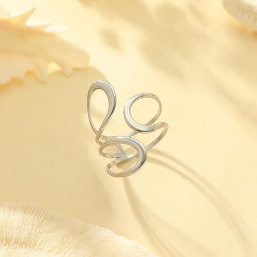 CSIYANJRY99 Gold Rings for Women Non Tarnish Adjustable Thumb Ring for Women Finger Ring Chunky Gold Silver Rings Anillos Para Mujer Stainless Steel New Year Anniversary Birthday Jewelry 6