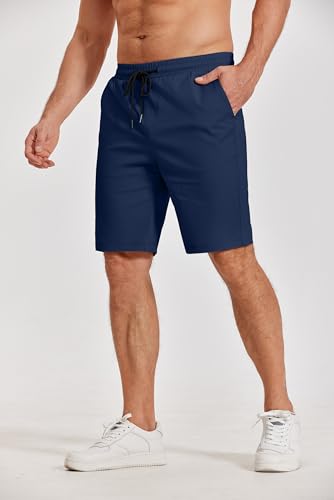 Image of COOFANDY Mens Casual Shorts Cotton Elastic Waist Drawstring Shorts Lightweight Summer Beach Shorts