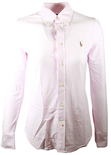 Polo Ralph Lauren Oxford-Strickhemd für Damen, Größe XL, Rosa, Weiß – Ansicht 1