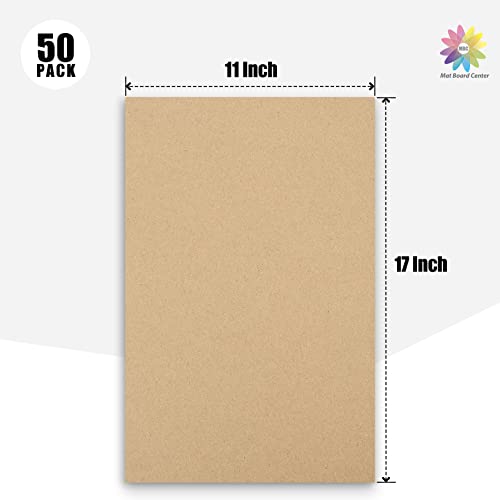 Image of Mat Board Center, 50 Corrugated Cardboard Sheets 11x17 Inches Flat Card Board Inserts for Packing, Shipping, Mailing, DIY Crafts