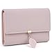 UTO Portefeuille Femme Filles Moyen Porte-Monnaie à glissière Feuille Pendentif 7 emplacements Cuir Synthétique A Rose