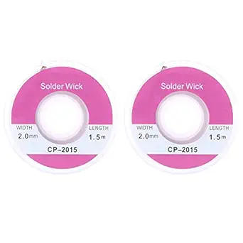 uptodateproducts 2PCS 1.5m x 2.0mm copper Solder Wick Remover Desoldering Braid Solder Remover Sucker Flux Wick Cable