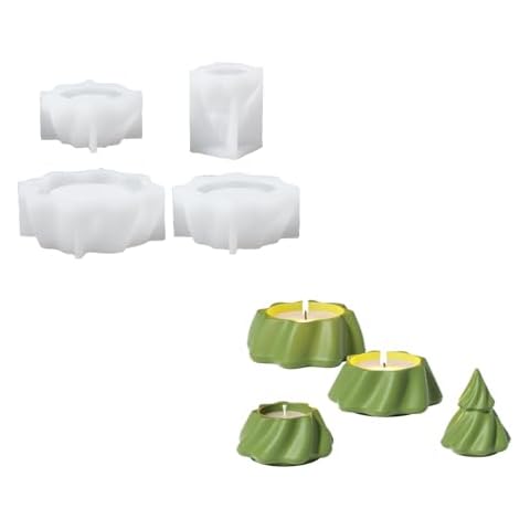 BOOWAN NICOLE Stacking Christmas Tree Candle Vessels with Lid Silicone Molds, Christmas Tree Candle Jar Silicone Moulds for Jesmonite Concrete Cement Gifts for Christmas Cover
