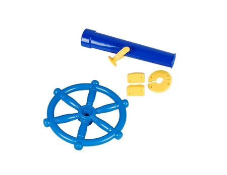 Fernglas+Teleskop Fernrohr+Steuerrad Spielturm Set Spielplatz Zubehör (blau)