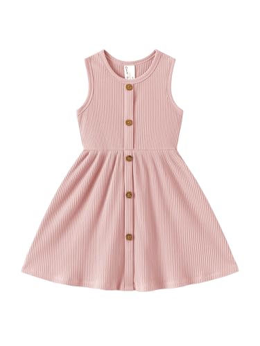 PATPAT Baby Cotton Tank Dress – Everyday Comfort for Girls, Pink, 4-5 Years