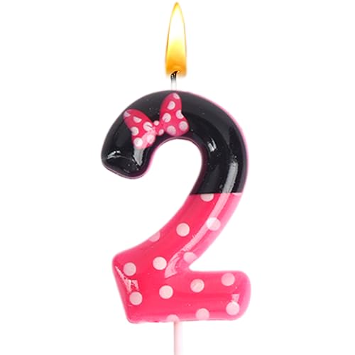 Velas de aniversário Minie, vela número 2, minie, velas rosa 3D, Cake Topper, decoração de aniversário, festa temática, crianças e meninas, festa de casamento, festas de aniversário, baby shower