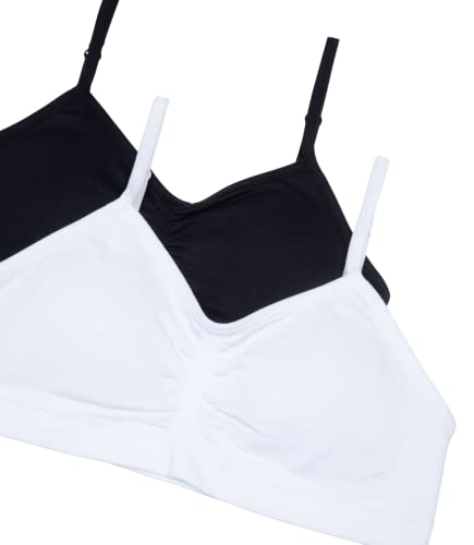 Maidenformgirlsseamless Ruched Crop With Lace Bandblack/Whitex-Large #TOP2