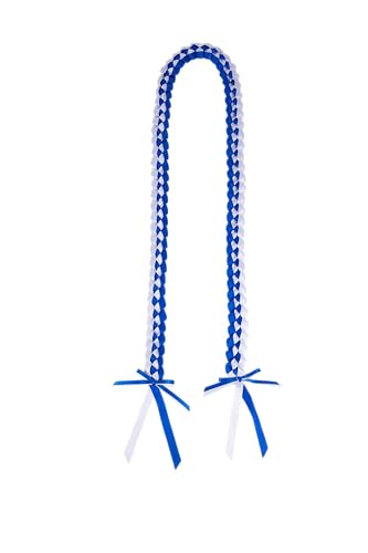 Graduation Ribbon Lei Braided Adjustable Leis for Bachelor Master Doctor Graduation Party (Blue & White)