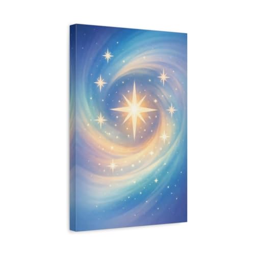 Toile Fairytale Stars bleu et or 30x45 cm pour décoration murale verticale