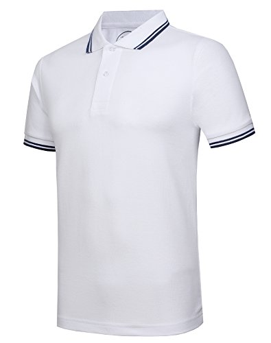 Men's Cotton Casual Polo Shirt Short Sleeve Striped Solid Golf Polo Shirts for Men Classic Pique Relaxed-Fit3