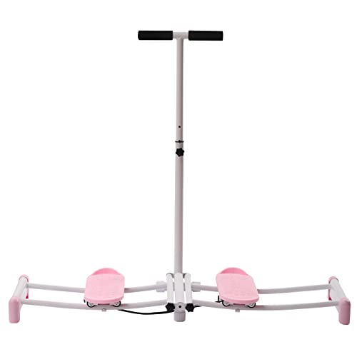 Pelvic Floor Muscle Fitness Equipment Leg Exercise Ski Exercise 2 in 1 Leg Machine Adjustable Height Inner Thigh Hip Trainer Equipment,Max. Load-Bearing 220.46lbs (Pink)