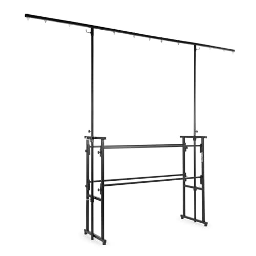 Vonyx DB7 Stand DJ avec Portique - 210 à 240 cm, Charge Maximale 40 Kg, Livré en Kit avec Accessoires de Montage, Pont de Lumière 260 cm, Un Stand DJ...